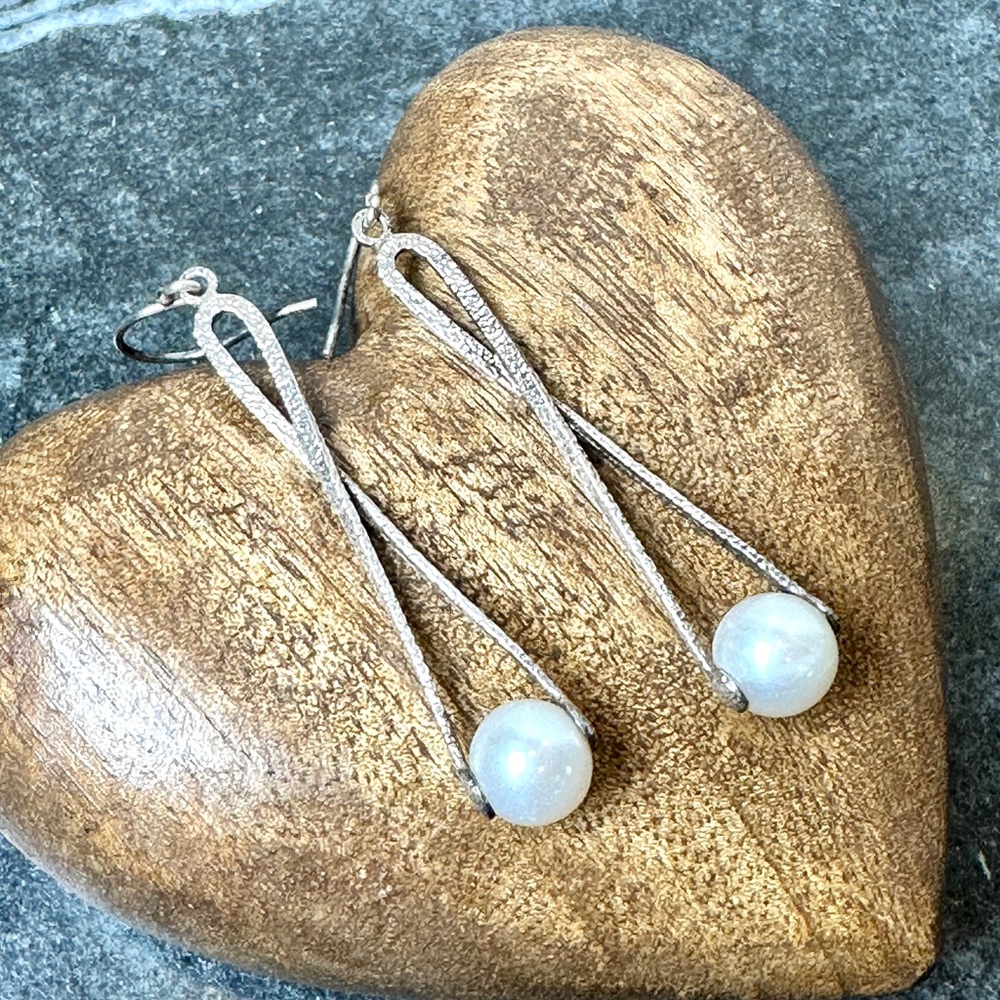 Silpada Designs .925 Sterling Silver & Pearl Drop Earrings